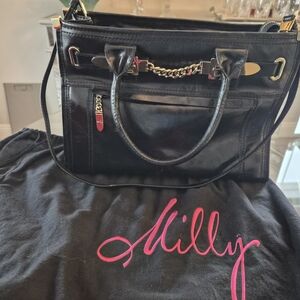 Milly Black Leather Handbag